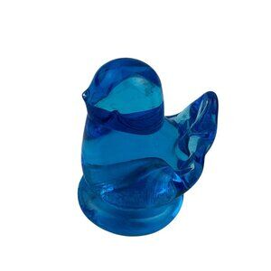 *Vintage Leo Ward Glass Blue Bird of Happiness Signed Figurine 1997